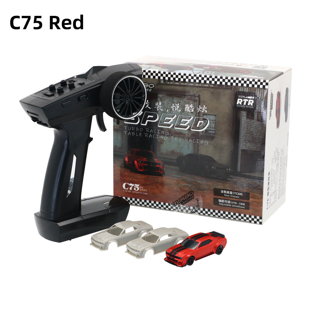 Turbo Racing 1/76 Mini Electric Remote Control Car C76 C75 C74 C73 C72 C71 RTR Sports Car Model Car for Adult Children's Toys