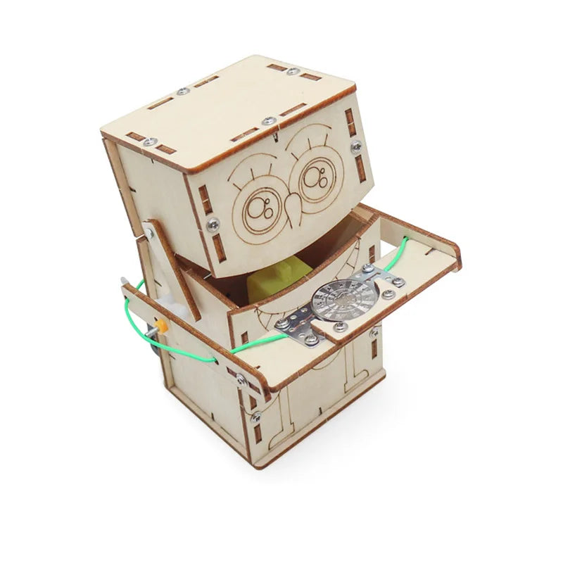 DIY Wooden Electric Coin-Eating Robot Science Kit