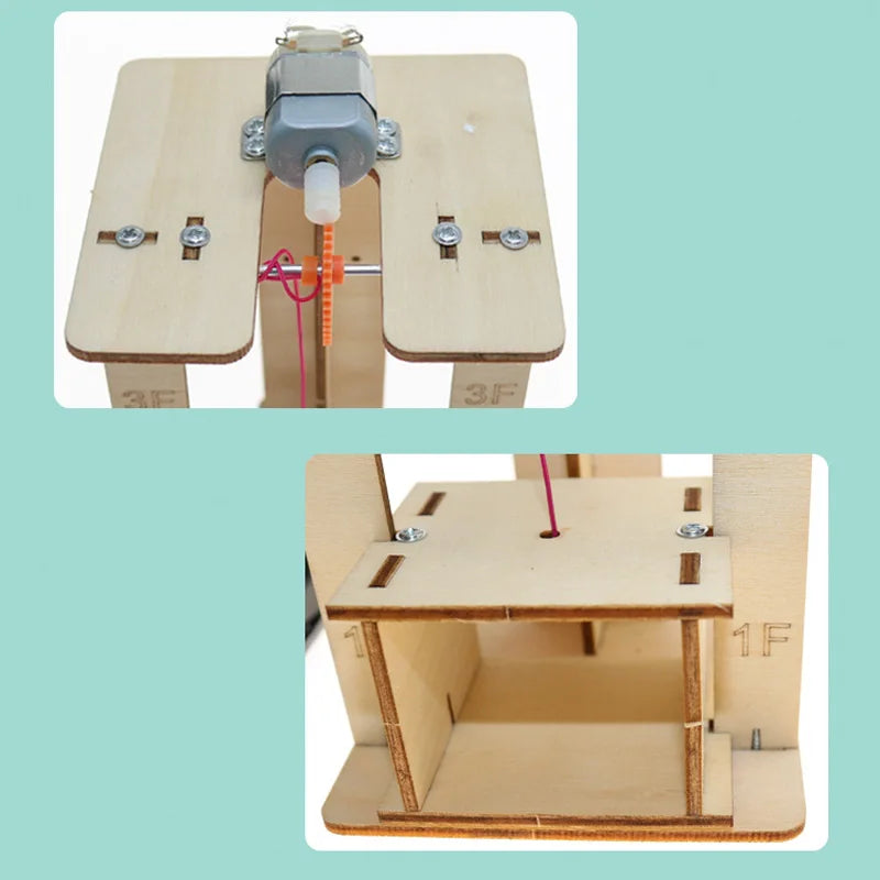 DIY Electric Remote Control Lift Elevator Wooden Science Model Kit
