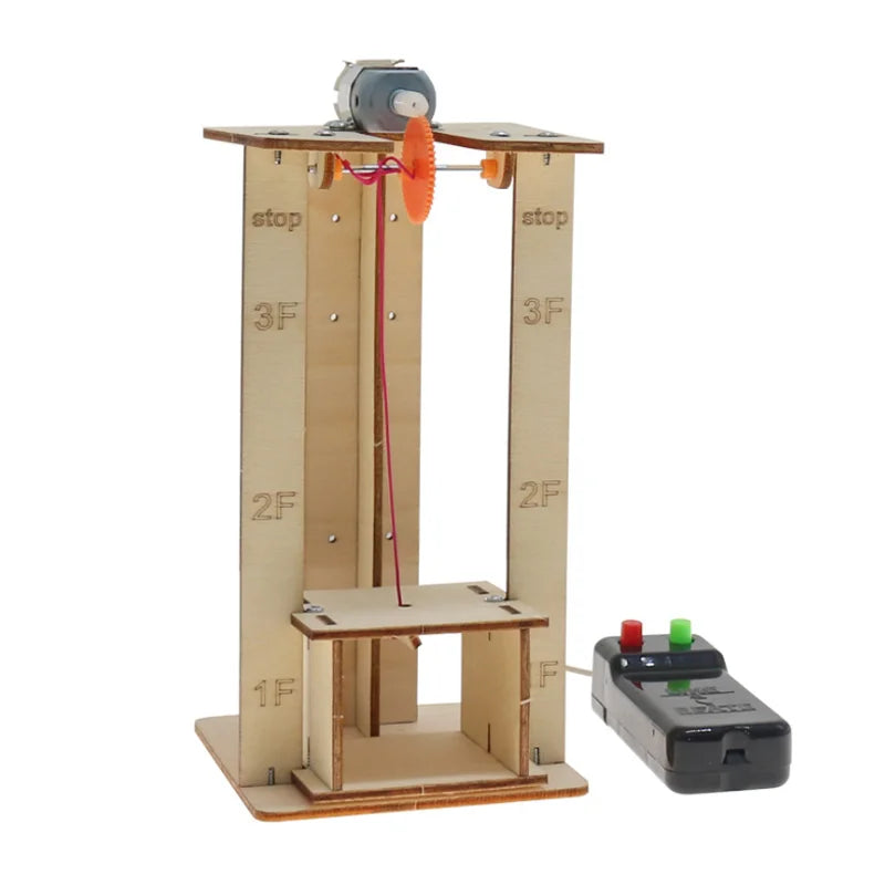 DIY Electric Remote Control Lift Elevator Wooden Science Model Kit