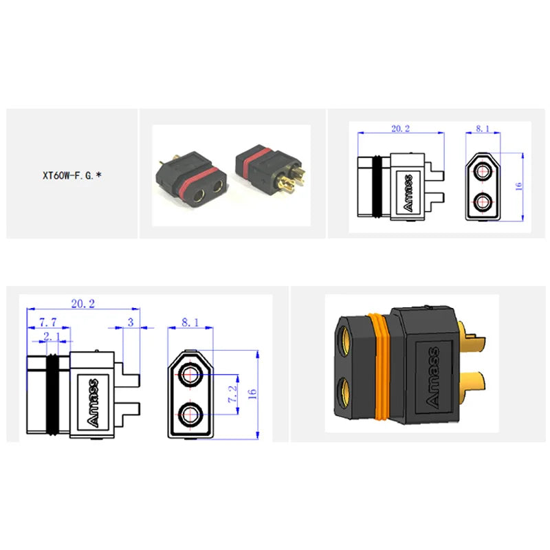 Amass XT60W Waterproof Connectors - 5/10 Pair