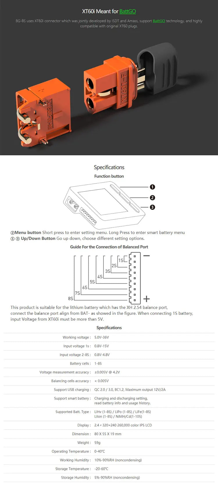 ISDT BattGo BG-8S Battery Checker & Balancer
