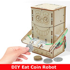 DIY Wooden Electric Coin-Eating Robot Science Kit