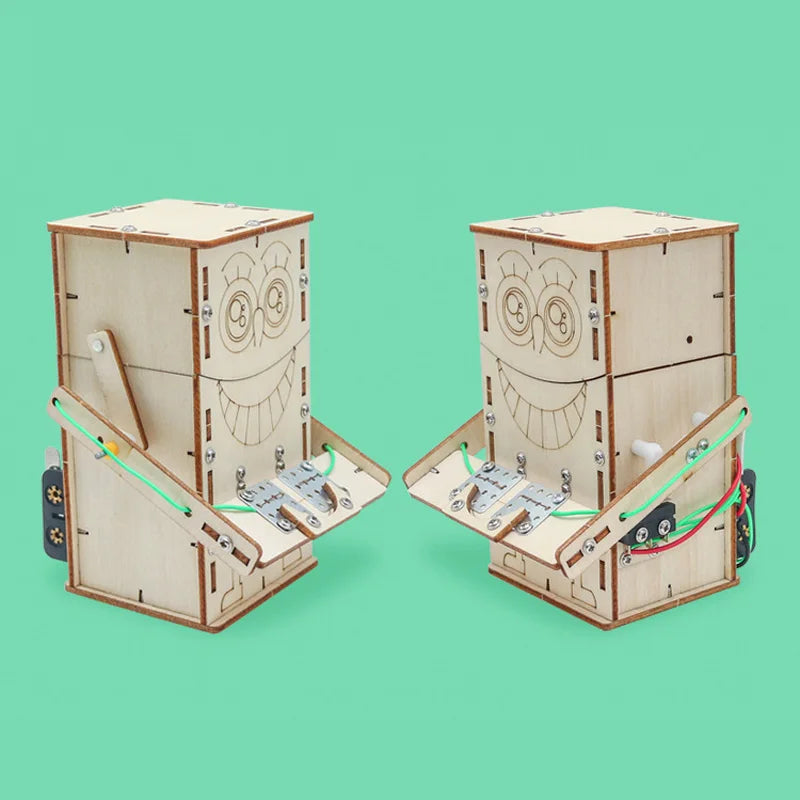 DIY Wooden Electric Coin-Eating Robot Science Kit