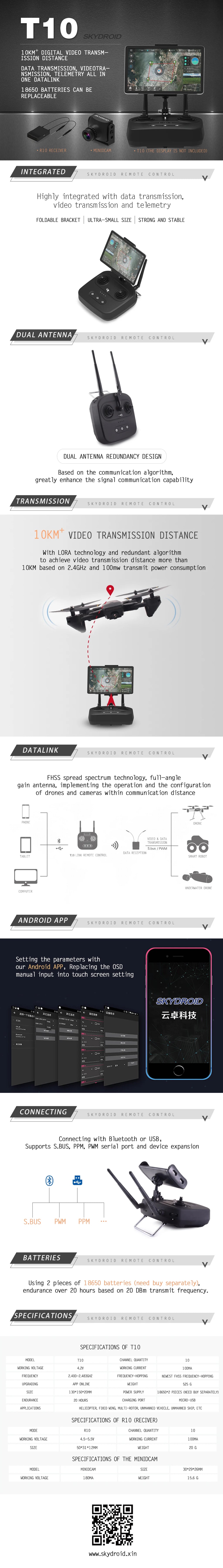 Skydroid T10 10km Radio System with R10 Receiver