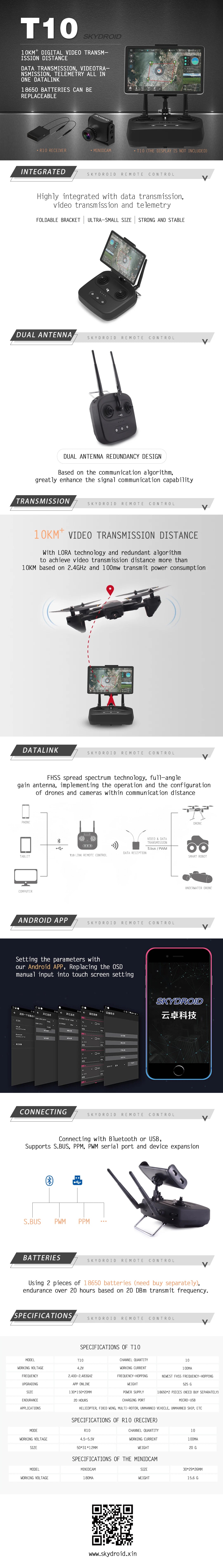 Skydroid T10 10km Radio System with R10 Receiver