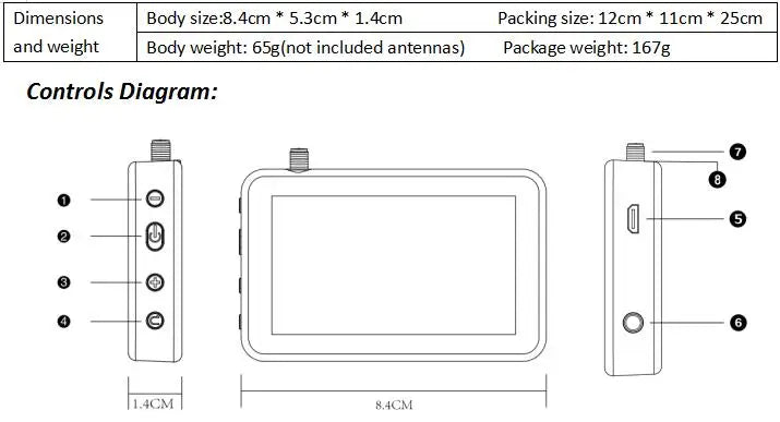 3-Inch 5.8GHz 40CH FPV Monitor