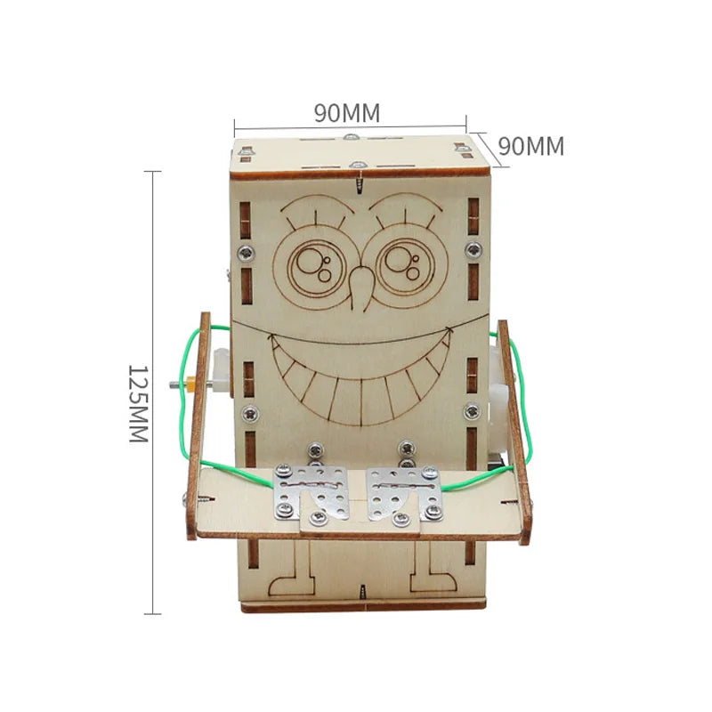 DIY Wooden Electric Coin-Eating Robot Science Kit