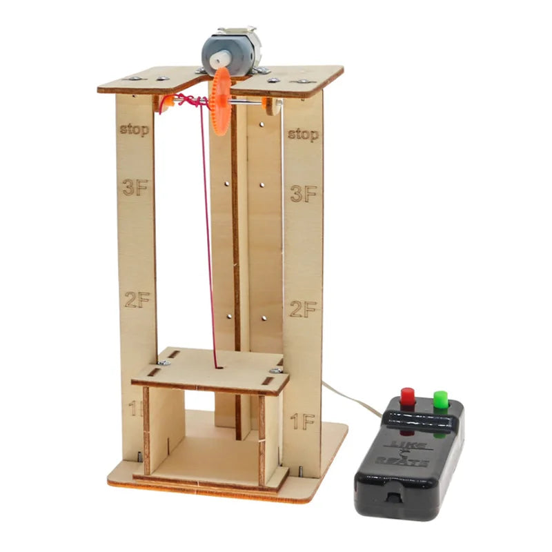 DIY Electric Remote Control Lift Elevator Wooden Science Model Kit