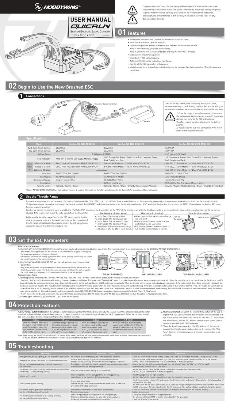 HOBBYWING QuicRun 1060 60A Brushed ESC