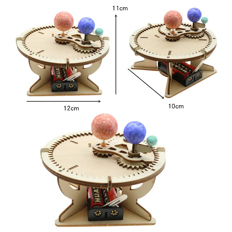 Sun-Earth-Moon Wooden Solar System Science Model