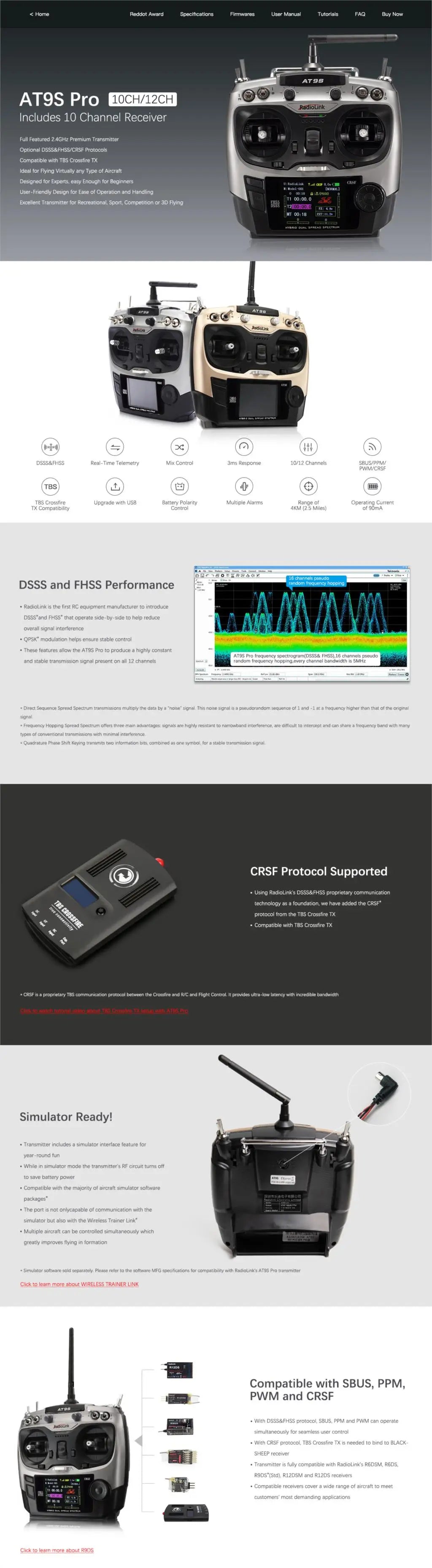 RadioLink AT9S Pro 2.4GHz 10/12CH Radio Transmitter