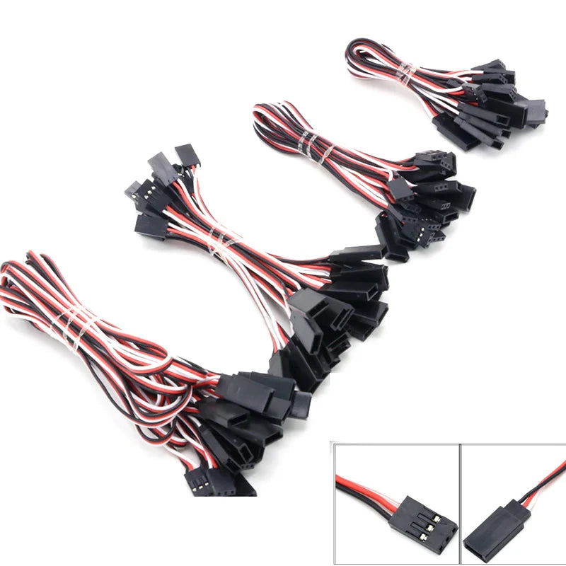 10pcs RC Servo Extension Cable - 100mm to 1000mm
