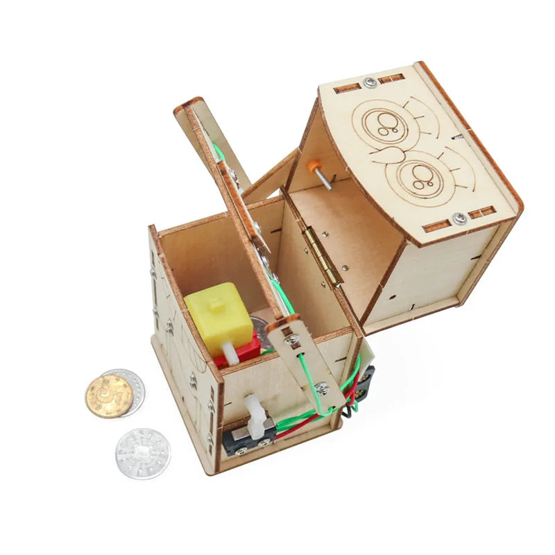 DIY Wooden Electric Coin-Eating Robot Science Kit