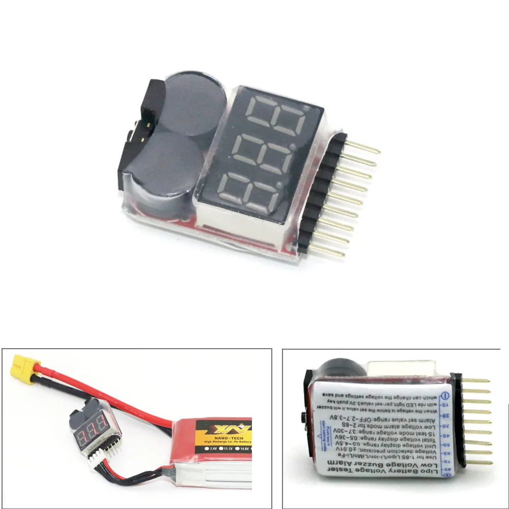 1-8S LiPo Battery Voltage Tester with Buzzer