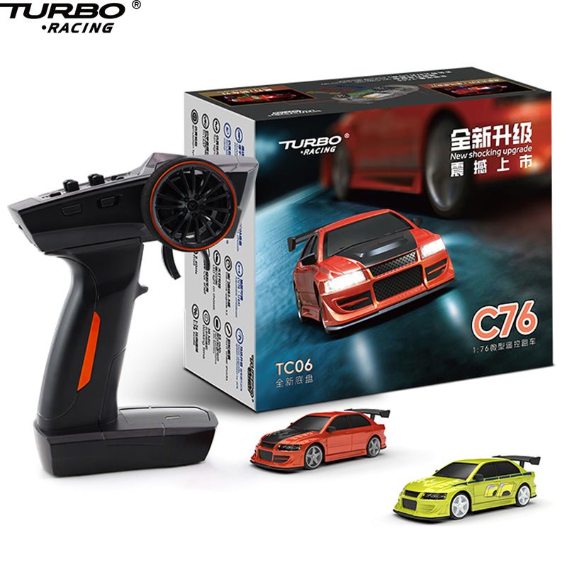 Turbo Racing 1/76 Mini Electric Remote Control Car C76 Mini RTR Toy Car Sports Car Model Car for Adult Children's Toys Gift