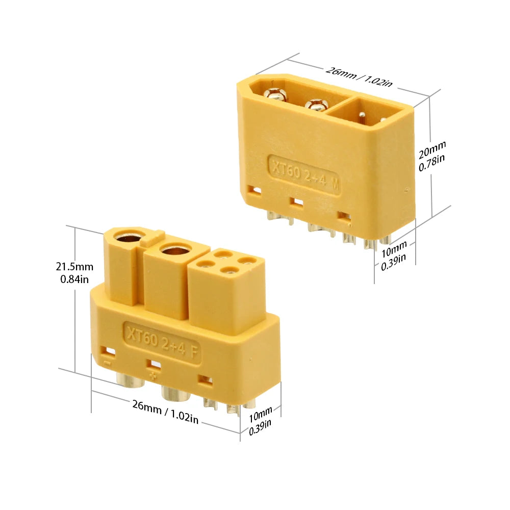Amass XT60 Signal Pin Connectors - 5 Pair