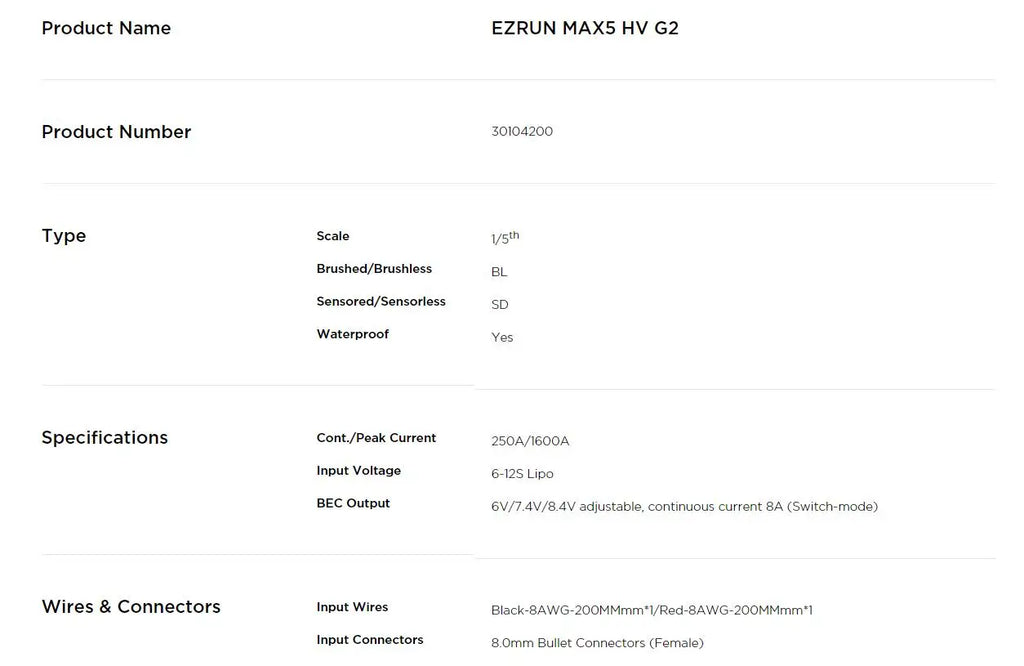 HOBBYWING EZRUN MAX5 HV G2 250A Motor & ESC Combo
