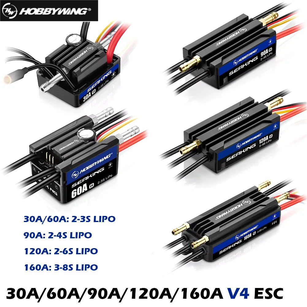 HOBBYWING Seaking V4 Waterproof RC Boat ESC 30A-160A