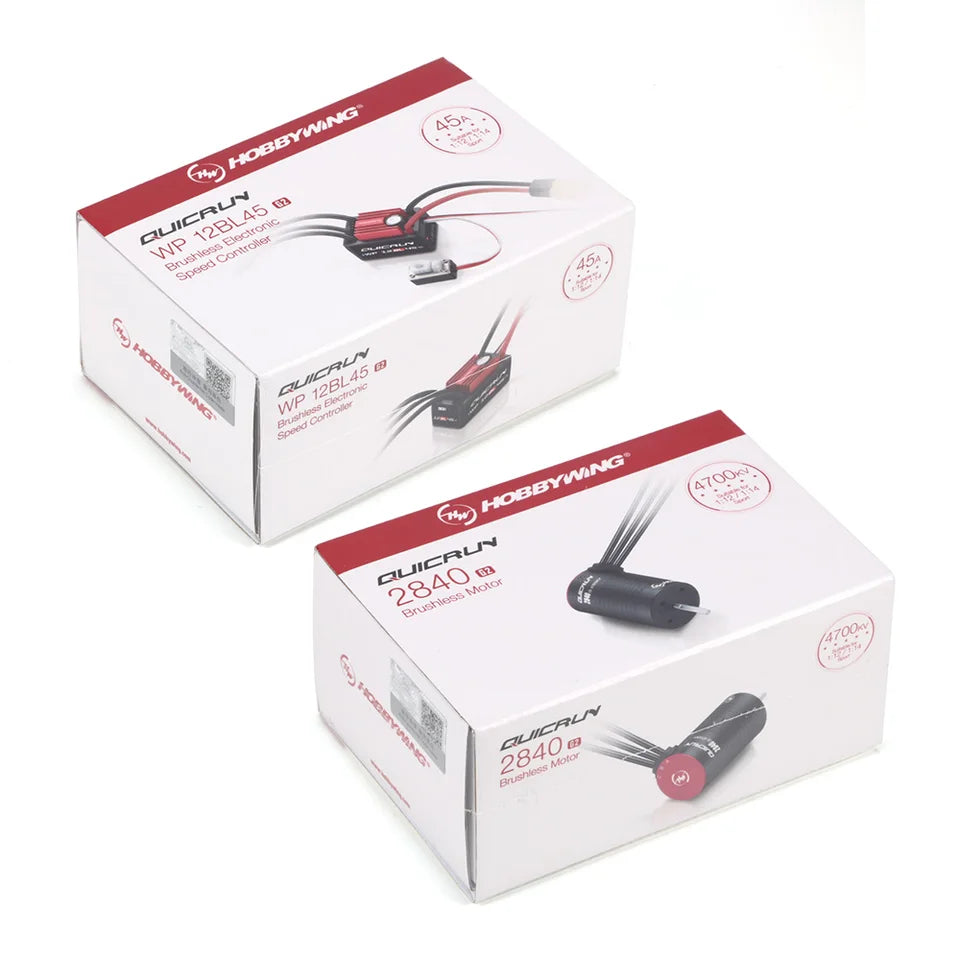 Hobbywing QuicRun 12BL45 G2 45A ESC / 2840 & 2850 Brushless Motors