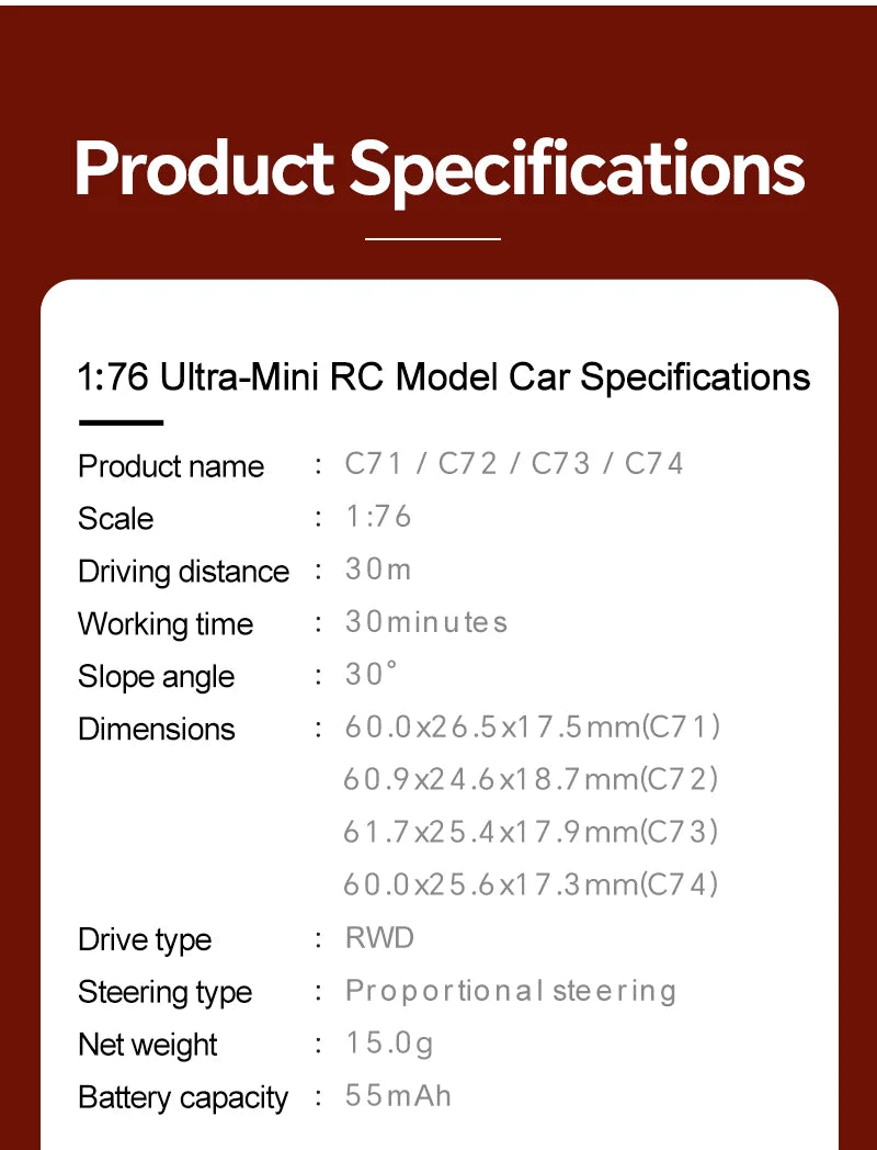 Turbo Racing C71 / C72 / C73 / C74 1:76 RTR RC Car Set