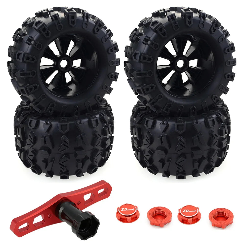 1/8 RC Truck Tires & Wheels - 4 Pack