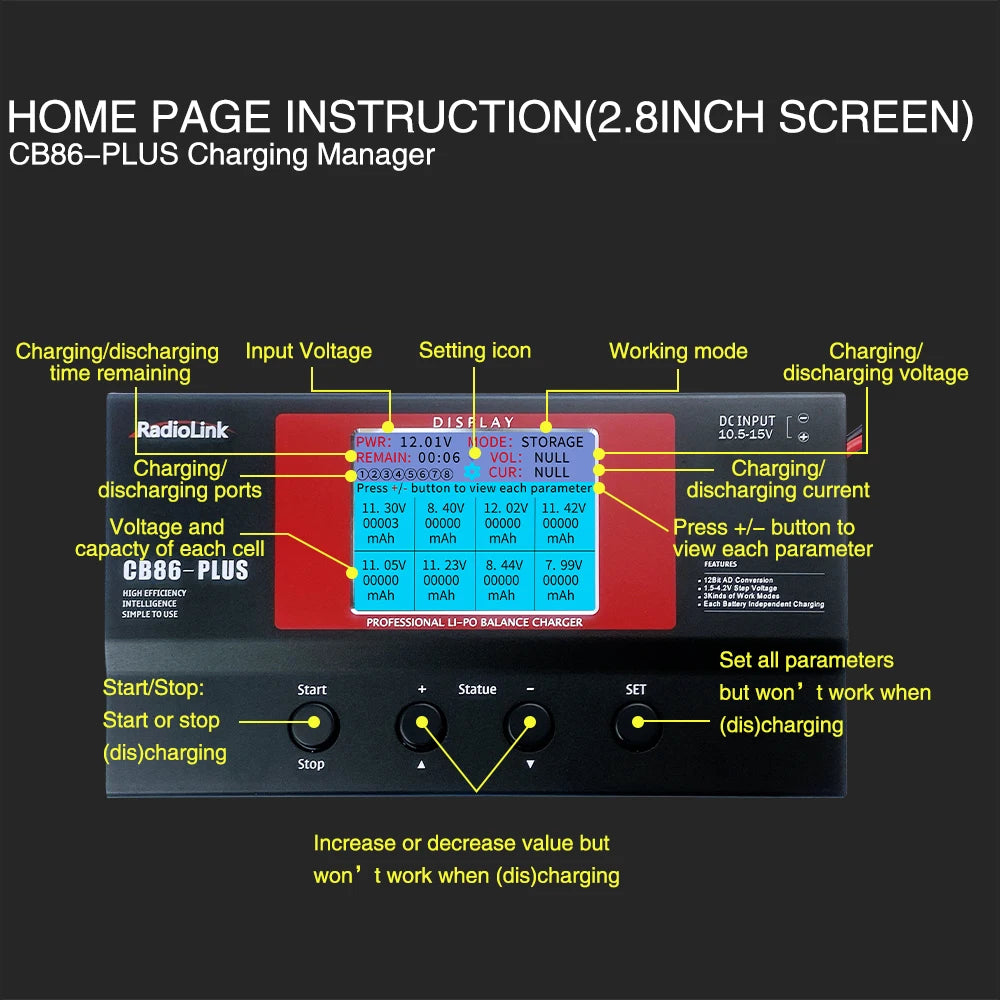 RadioLink CB86 Plus 8-Port Balance Charger