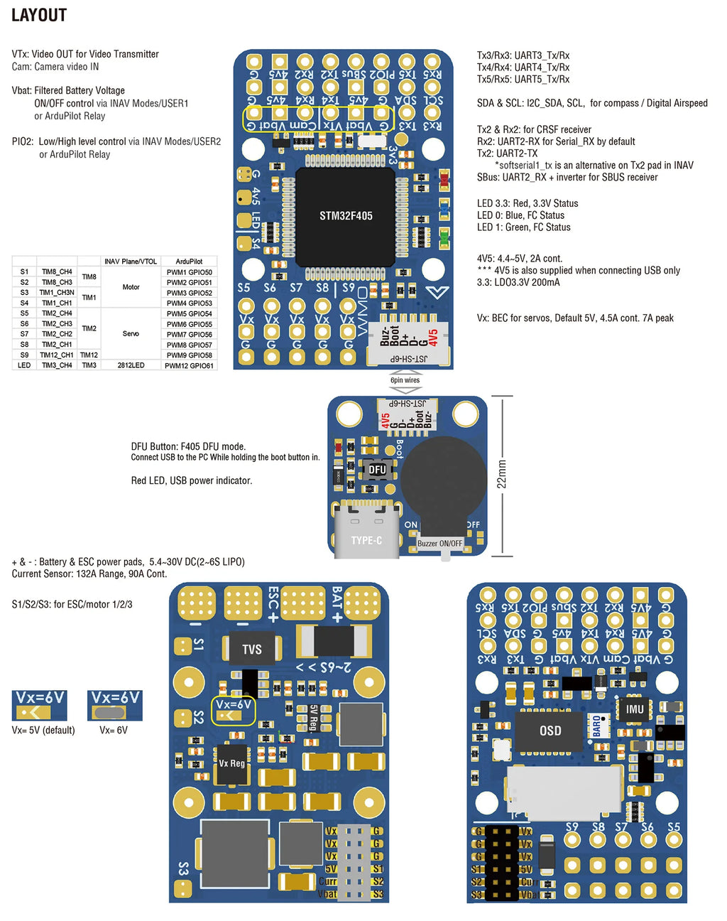 Matek Systems F405-WMN/WMO Flight Controller