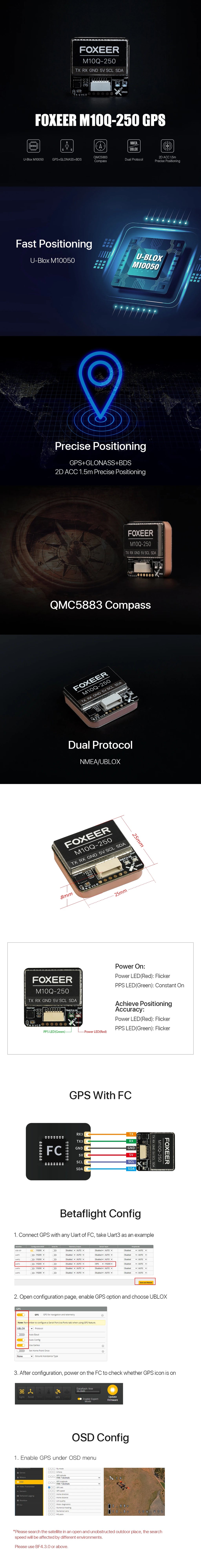 Foxeer M10Q-180 / M10Q-250 GPS & Compass Module