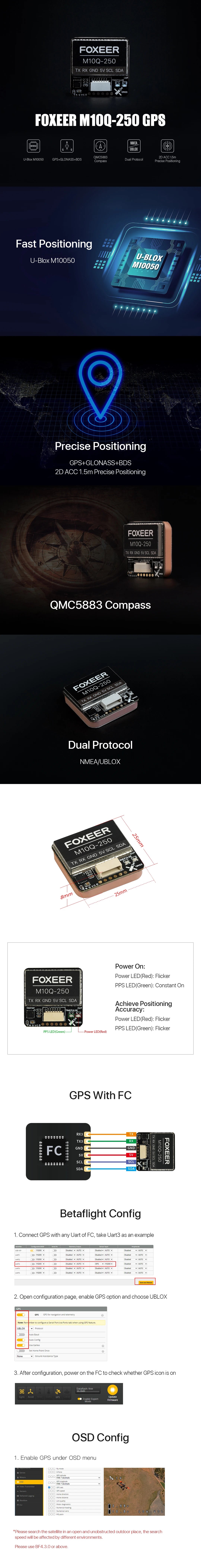 Foxeer M10Q-180 / M10Q-250 GPS & Compass Module