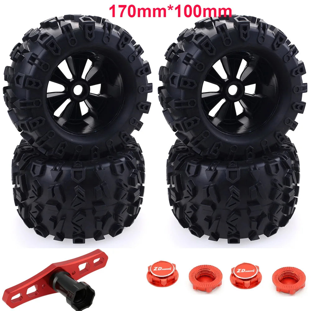 4pcs 1/8 RC Truck Tires & Wheels - 17mm Hex