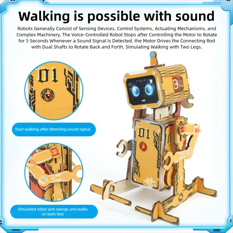 DIY Voice-Controlled Wooden Robot Science Kit