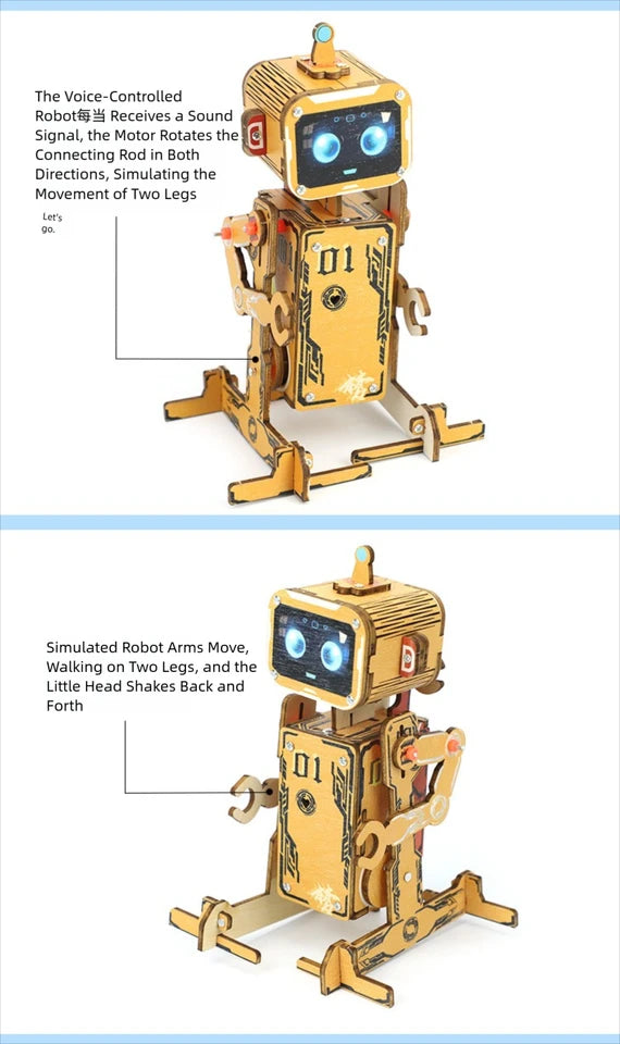 DIY Voice-Controlled Wooden Robot Science Kit