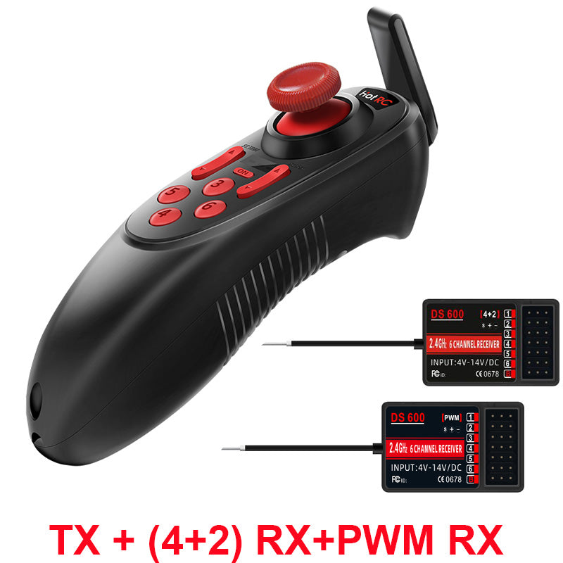 HOTRC DS-600 6CH 2.4GHz RC Transmitter and Receiver Remote Controller with DS 600 PWM 6 Channel Receiver for RC Boat