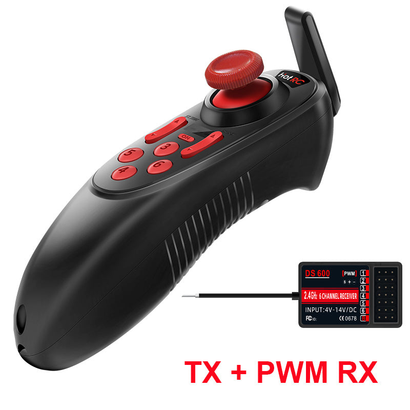 HOTRC DS-600 6CH 2.4GHz RC Transmitter and Receiver Remote Controller with DS 600 PWM 6 Channel Receiver for RC Boat