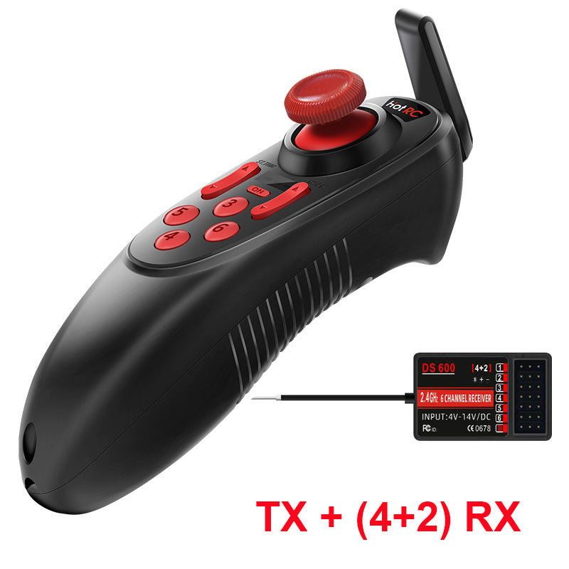 HOTRC DS-600 6CH 2.4GHz RC Transmitter and Receiver Remote Controller with DS 600 PWM 6 Channel Receiver for RC Boat