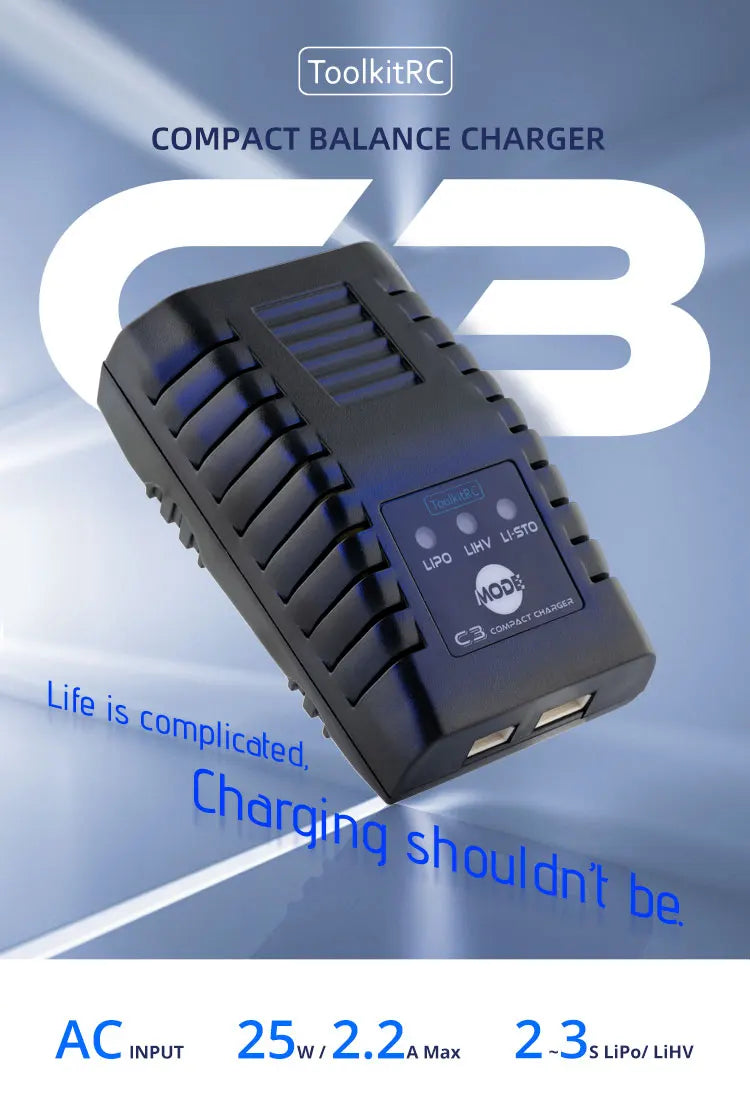 ToolkitRC C3 2-3S LiPo/LiHV AC Balance Charger
