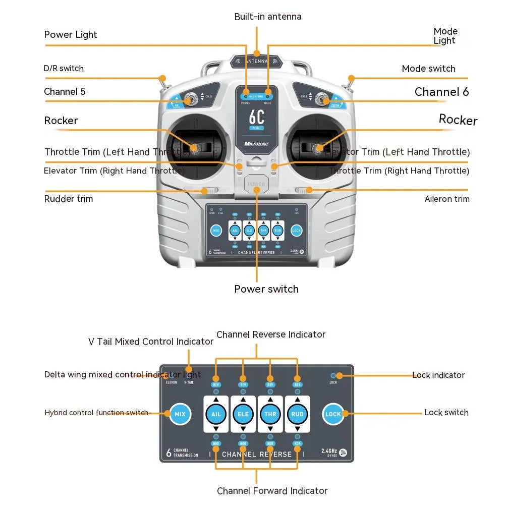 Microzone MC6C Mini V2 2.4GHz 6CH Radio Transmitter