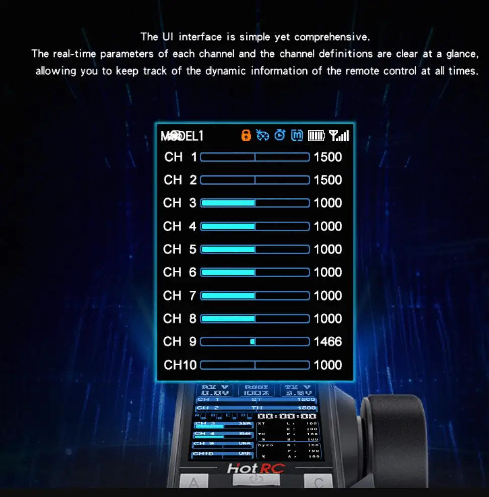 HOTRC CT-10B 2.4GHz 10CH Radio Transmitter