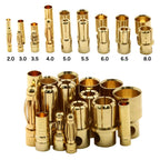 Gold Bullet Connectors 2.0-8.0mm - 10 Pair