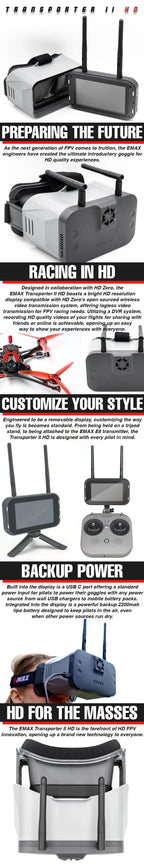 EMAX Transporter II HD FPV Goggles 4.45-Inch 720x1080