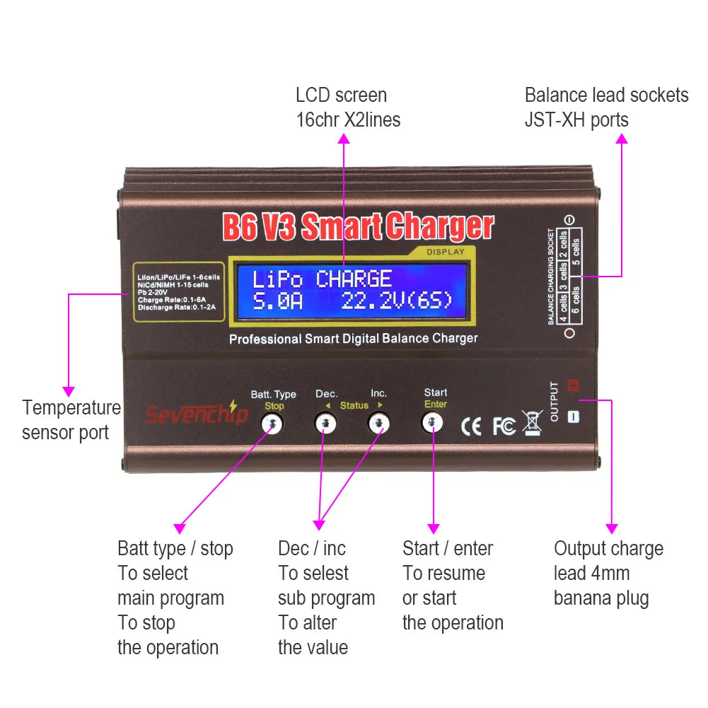 iMAX B6 V3 80W 6A Balance Charger