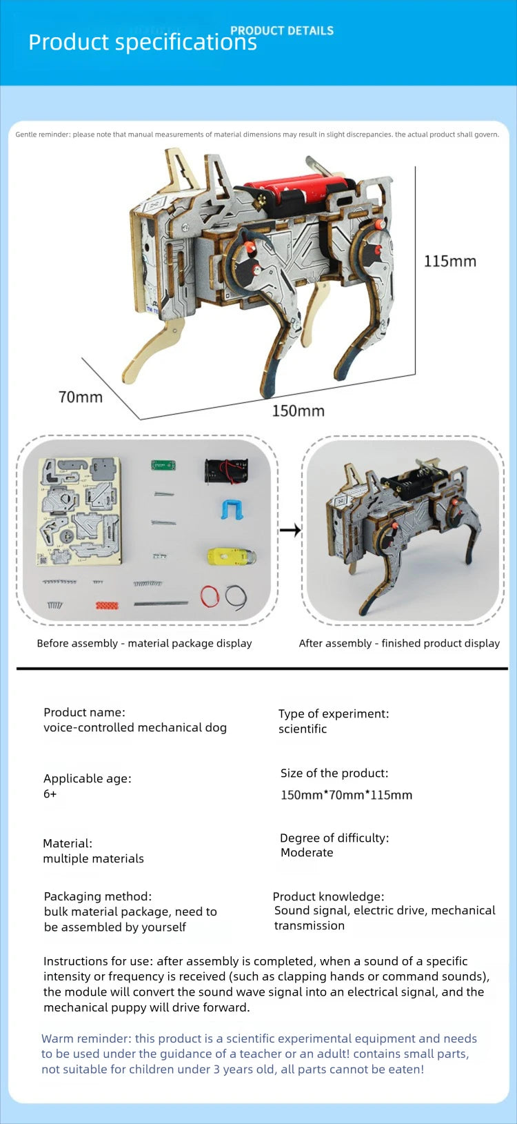 DIY Voice-Control Mechanical Dog STEM Kit