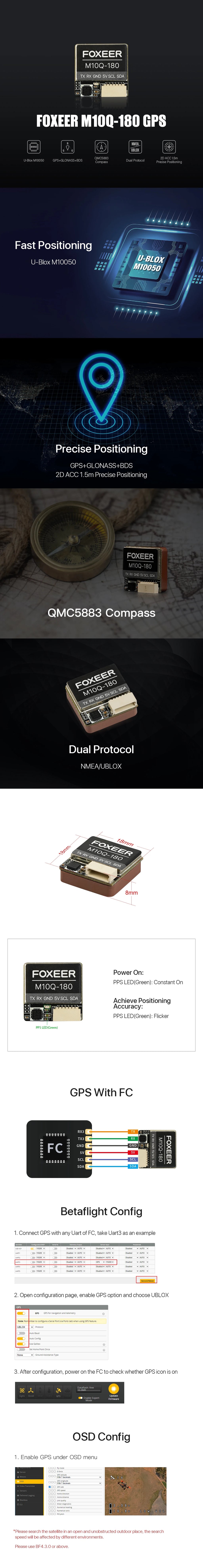 Foxeer M10Q-180 / M10Q-250 GPS & Compass Module
