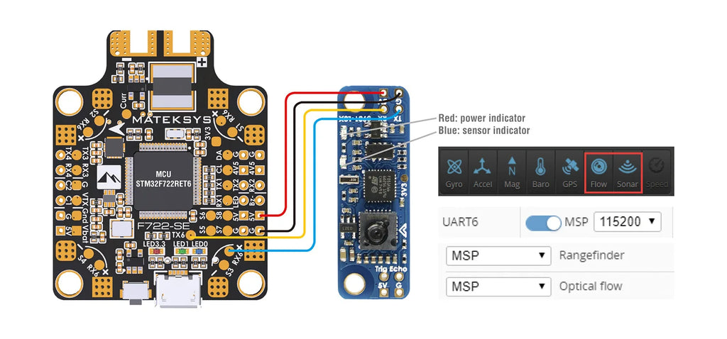 Matek Systems PMW3901 Optical Flow & LiDAR Sensor